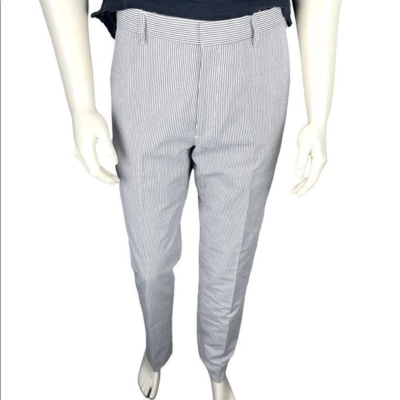 NWOT J. Crew Black/White Classic Seersucker Flat-Front Slacks Size 32"W x 32"L - Picture 1 of 12